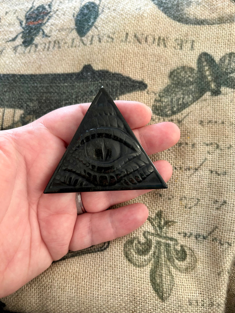Silver Sheen Obsidian All Seeing Eye Crystal Carving | Crystals | Crystal Healing | Witchcraft | Reiki | Chakra | Wicca | Pagan | Ornament