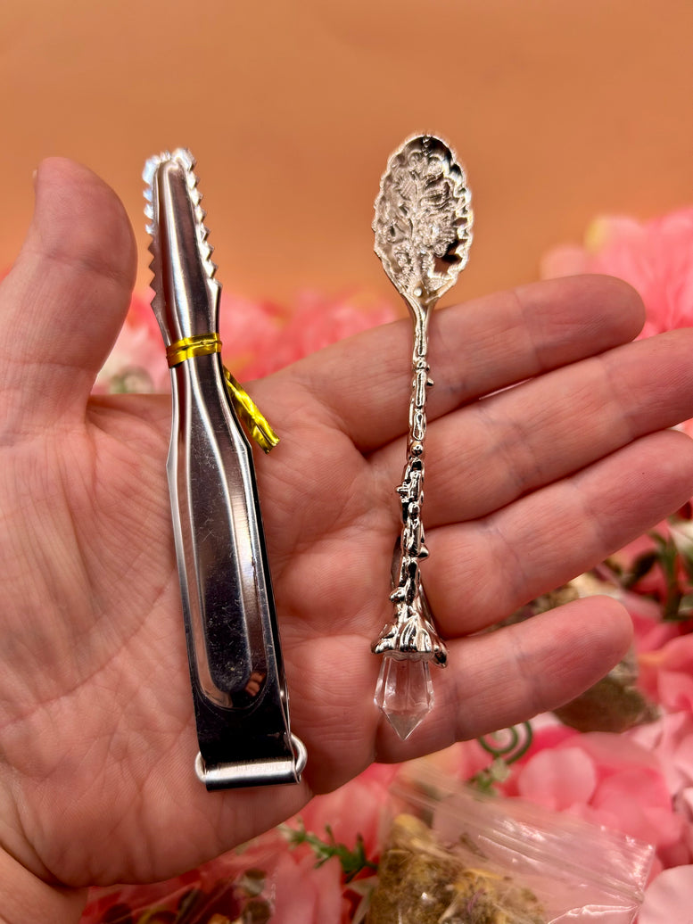 Hand Made Incense Blends Kit with Tongs & Spoon | Witchcraft | Wiccan | Pagan | Protection | Moon Spells | Ritual | Herbs | Resins