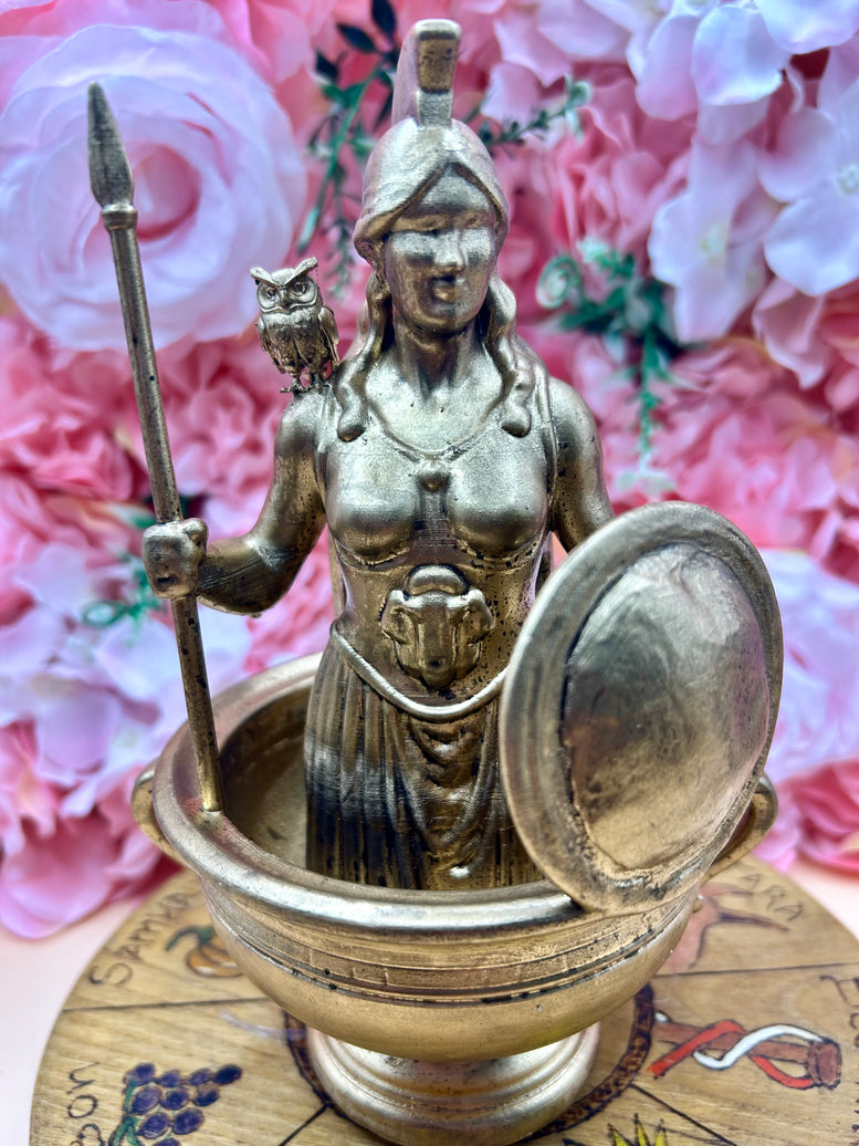 Goddess Athena Offering Bowl Statue | Handcrafted Pagan Altar Decor | Greek Goddess Figurine for Rituals & Devotional Practices | witchcraft