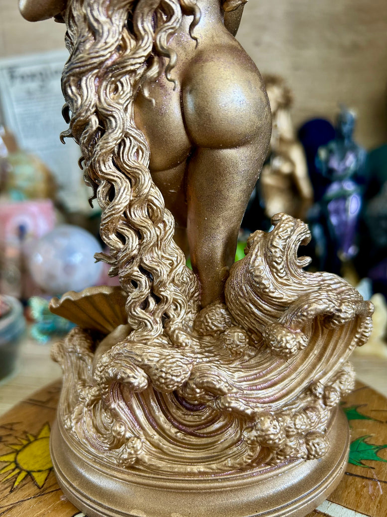 Aphrodite Goddess Statue Resin 3D Printed with Detailed Floral, waves and shell details for Home Decor Ornaments witchcraft