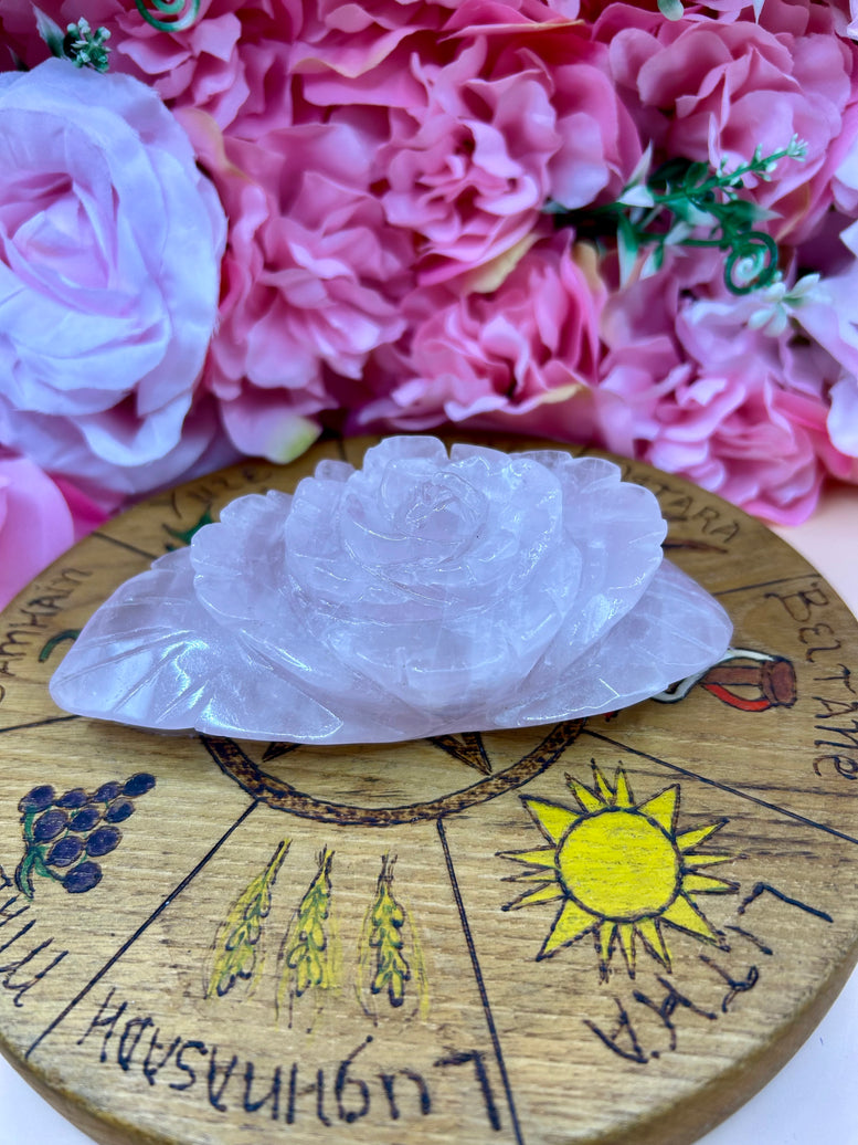 Rose Quartz Rose Crystal Carving | Flower | Witchcraft | Wiccan | Pagan | Home Decor | Ornament | Gift | Healing Crystals | Chakra | Reiki
