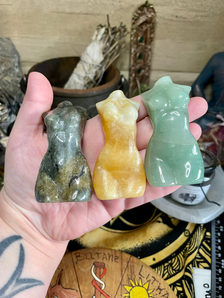 Large size Crystal Goddess Lady Figure Carving | Aventurine | Labradorite | Orange Calcite | Crystal Body | Reiki | Chakra | Crystal Healing