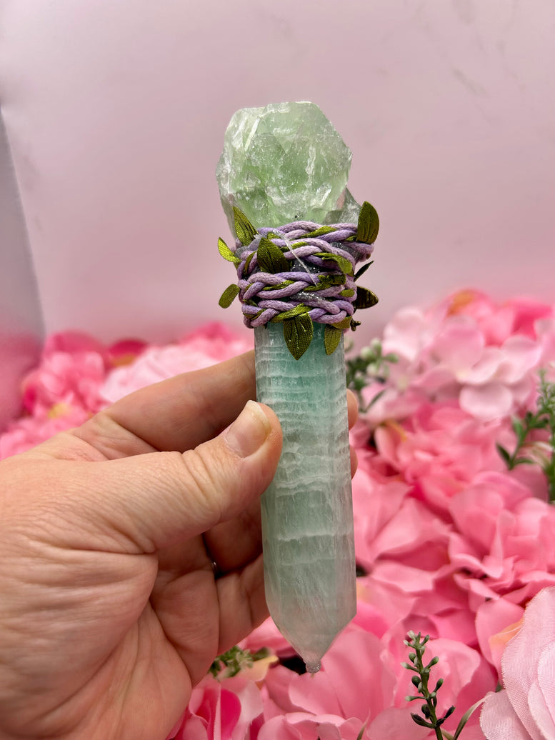 Green fluorite bee wand for crystal healing and witchcraft