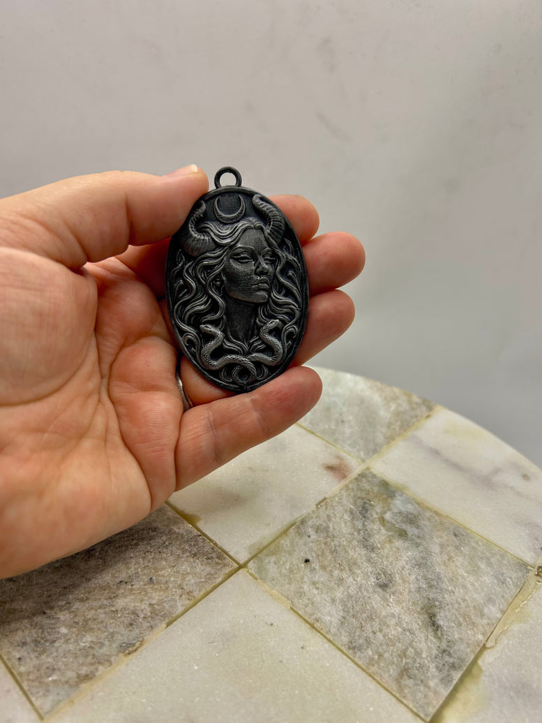 Lilith Resin Charm – Gothic Oval Embellishment for Witchy Crafts & Altar Décor