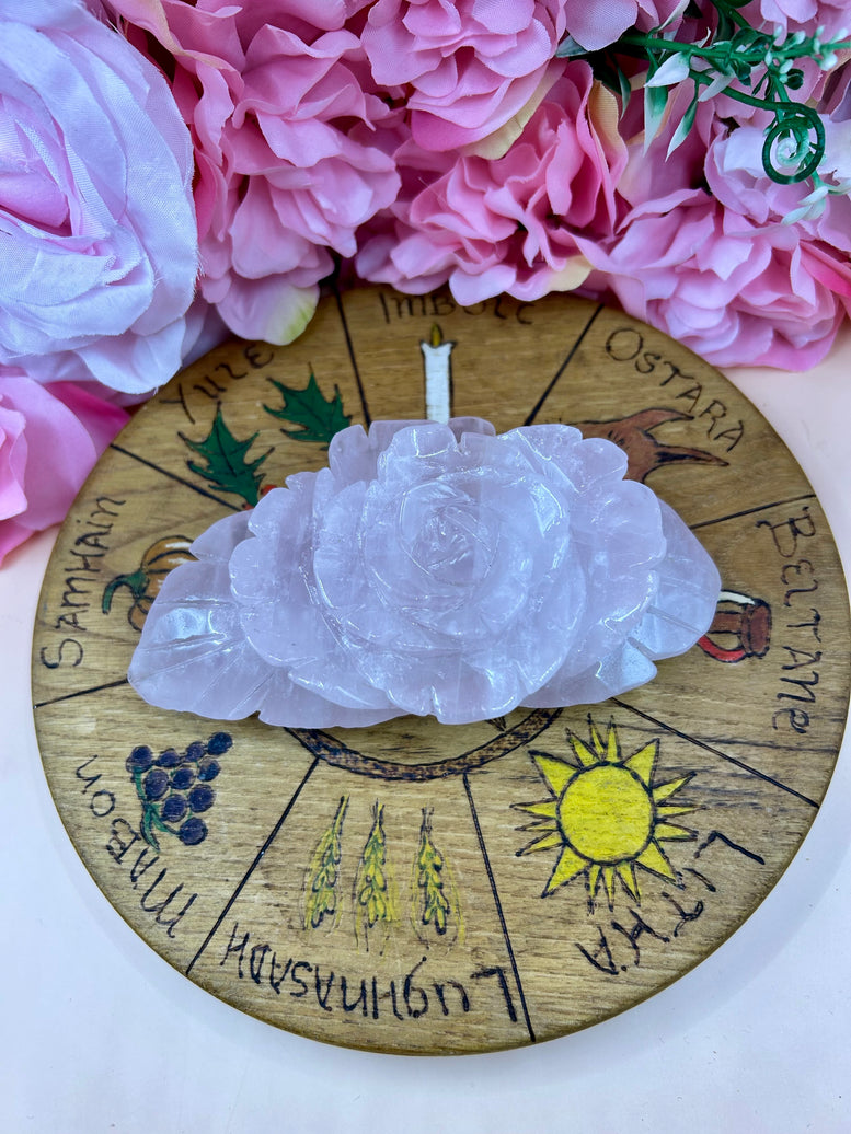 Rose Quartz Rose Crystal Carving | Flower | Witchcraft | Wiccan | Pagan | Home Decor | Ornament | Gift | Healing Crystals | Chakra | Reiki