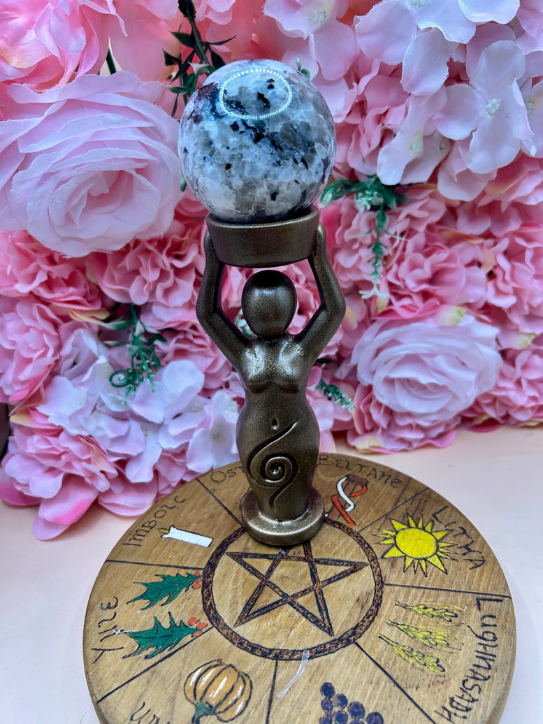 Spiral Goddess Crystal Sphere Holder | Divine Feminine Altar Decor | 3D Printed Pagan Statue | Witchcraft | Crystal Holder | Wiccan | Pagan