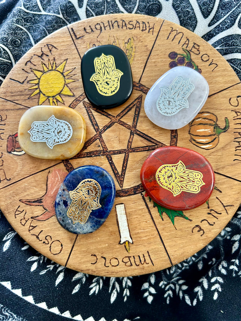 Hamsa Hand Crystal Palm Stone | Reiki | Chakra | Palm Stones | Crystals | Wicca | Pagan | Spirituality | Quartz | Witchy | Meditation | Gift