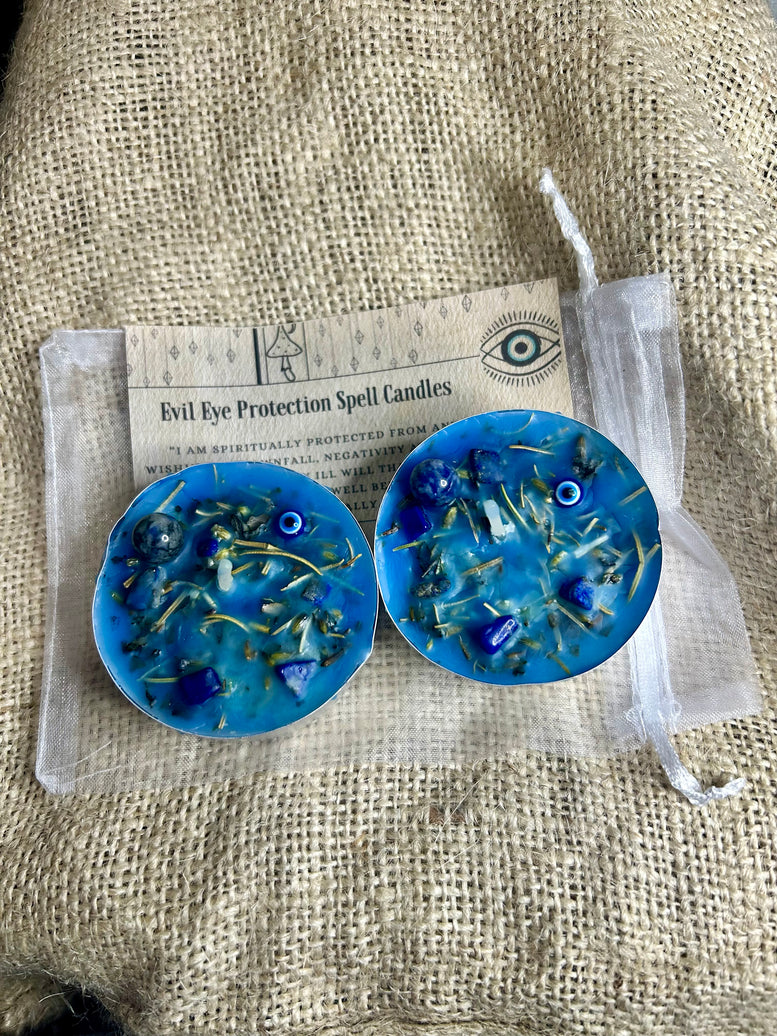 Evil Eye Protection Tealights | Spell Candles | Candle | Witchcraft | Wicca | Pagan | Occult | Gothic | Ritual | Spirituality | Gift Set