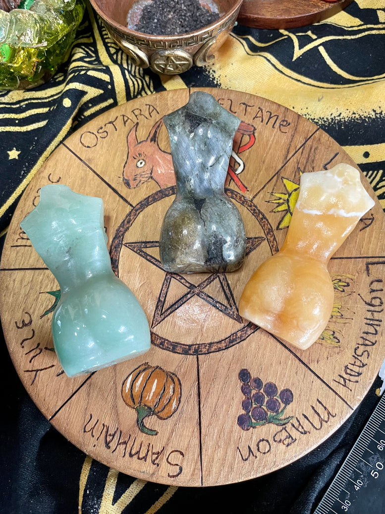 Large size Crystal Goddess Lady Figure Carving | Aventurine | Labradorite | Orange Calcite | Crystal Body | Reiki | Chakra | Crystal Healing