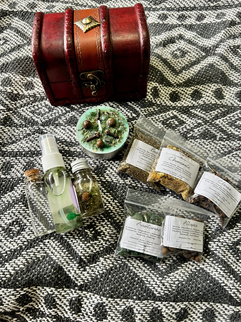 Little Chest of Wealth and Abundance Spells | Money | Prosperity | Witchcraft | Wiccan | Pagan | Spell Kit | Spell Candle | Oils | Herbs