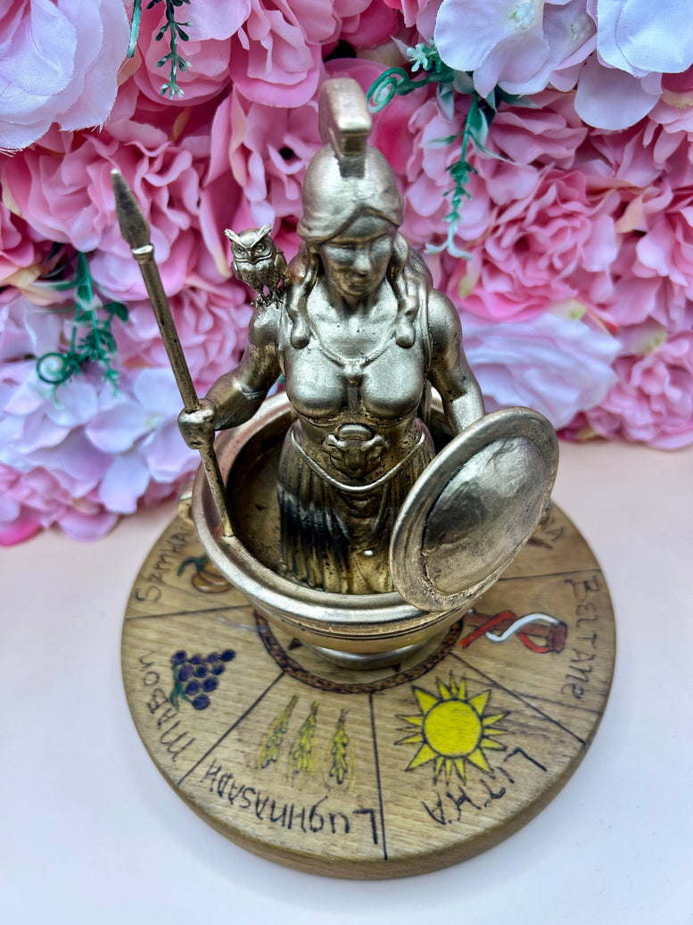 Goddess Athena Offering Bowl Statue | Handcrafted Pagan Altar Decor | Greek Goddess Figurine for Rituals & Devotional Practices | witchcraft
