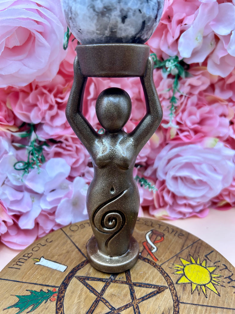 Spiral Goddess Crystal Sphere Holder | Divine Feminine Altar Decor | 3D Printed Pagan Statue | Witchcraft | Crystal Holder | Wiccan | Pagan