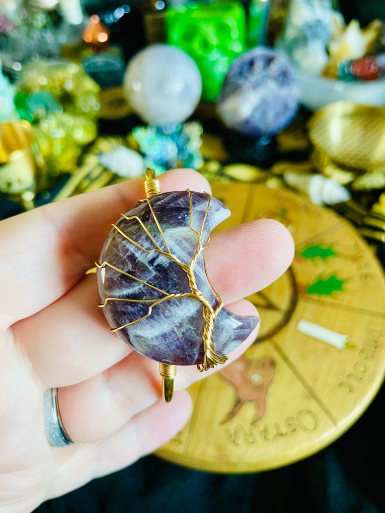 Tree of Life Wire Wrapped Moon Crystal Bracelet | Reiki | Chakra | Crystal Healing | Witchy | Jewellery | Adjustable | Jewelry | Gemstones