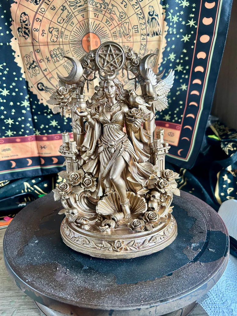 Aphrodite Goddess Statue Resin 3D Printed with Detailed Floral and Celestial Elements for Home Decor Ornaments in British English