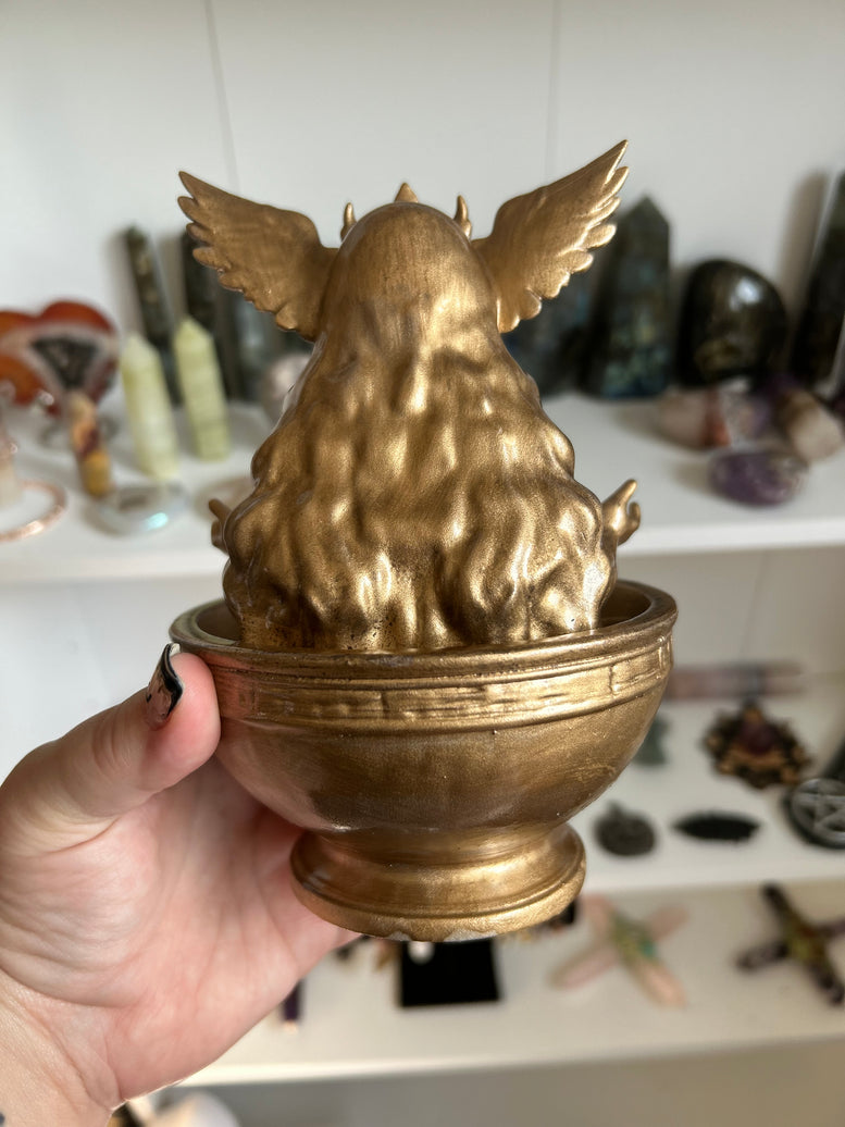 Freya Offering Bowl | Norse Goddess Altar Decor | Pagan Ritual Bowl | Viking Witchcraft Supplies | Golden Divine Feminine Statue Bowl Witch
