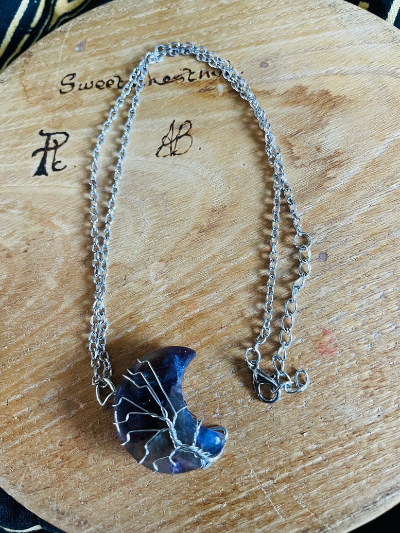 Tree of Life Wire Wrapped Moon Crystal Necklace | Jewellery | Jewelry | Witchy | Crystals | Crystal Healing | Reiki | Chakra | Boho | Gift