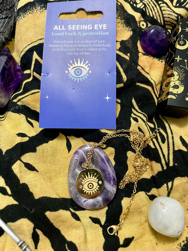 Evil Eye - All Seeing Eye Gold Toned Necklace | | Charms | Witchcraft | Wicca | Pagan | Jewelry | Jewellery | Candles | Gift | Spirituality