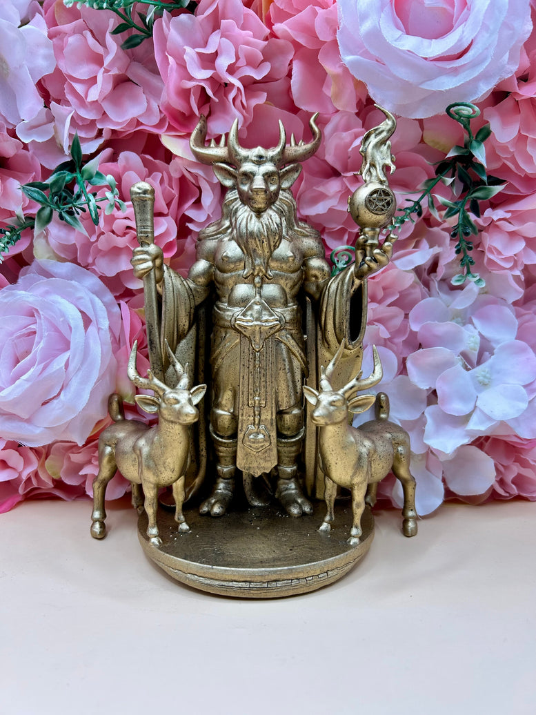 Cernunnos Horned God Resin Statue | Figure | Offering | Worship | God | Witchcraft | Wiccan | Pagan | Home Decoration | Bronzed | Baphomet