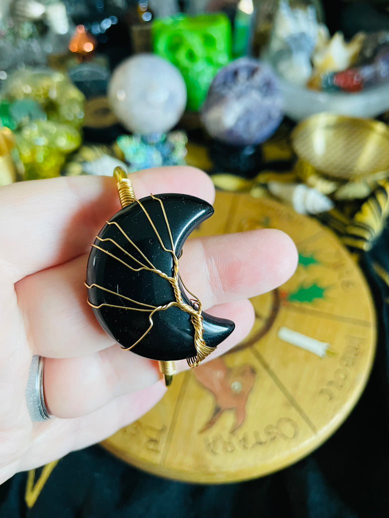 Tree of Life Wire Wrapped Moon Crystal Bracelet | Reiki | Chakra | Crystal Healing | Witchy | Jewellery | Adjustable | Jewelry | Gemstones