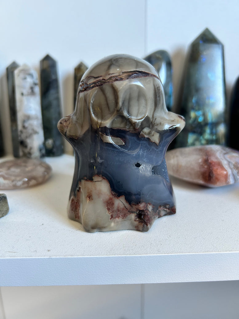Volcano Agate Ghost – One-of-a-Kind Carved Crystal Spirit