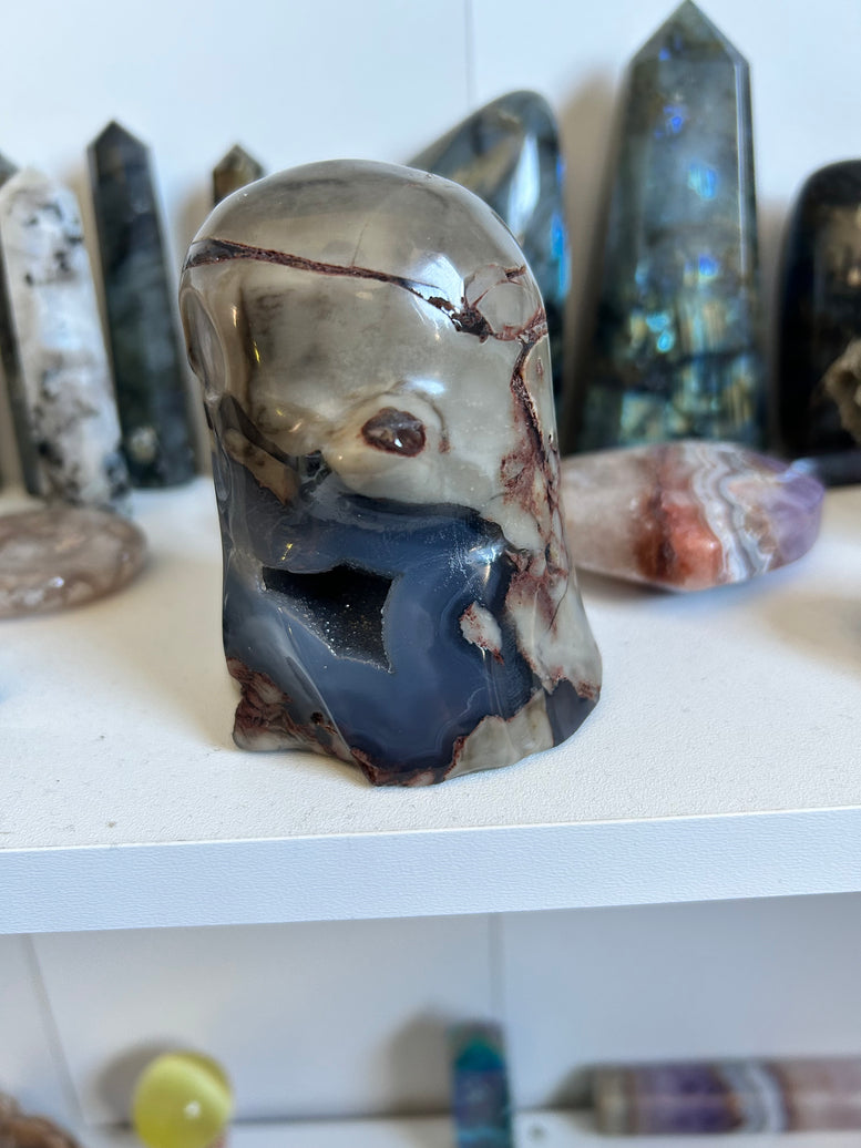 Volcano Agate Ghost – One-of-a-Kind Carved Crystal Spirit