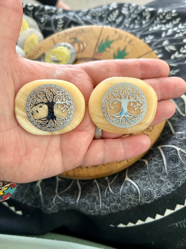 Wolf, Peace, Tree of Life Palm Stones | Reiki | Chakra | | Crystals | Wicca | Pagan | Spirituality | Quartz | Witchy | Meditation | Gemstone