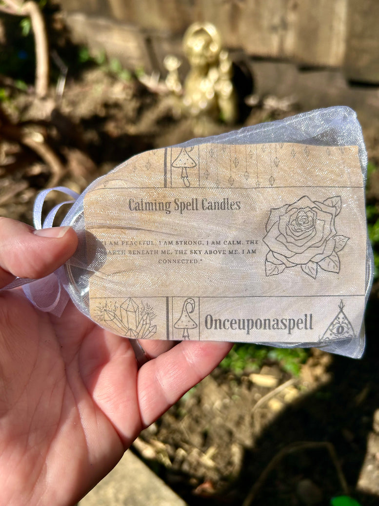 Calming Xl Tea-light Spell Candles Gift Set | Spell Candles | Witchcraft | Wiccan | Pagan | Peaceful | Aromatherapy | Fragrance | Crystals
