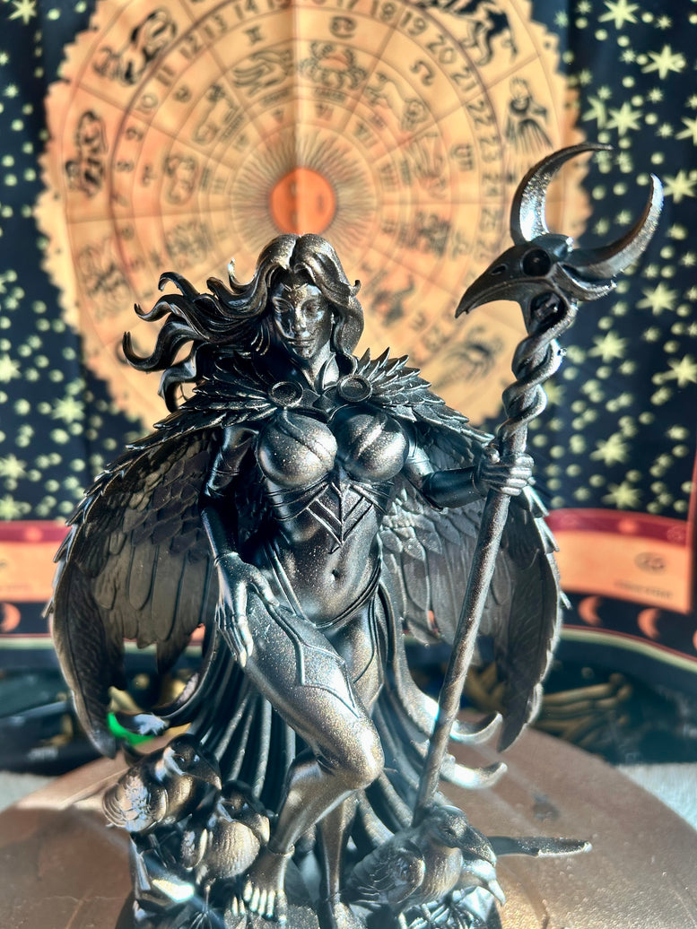 The Morrigan β Goddess of Battle, Fate & Sovereignty resin 3d printed statue for witchcraft Wicca pagan home decor Gothic Metallic Ornaments
