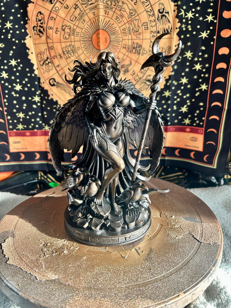 The Morrigan β Goddess of Battle, Fate & Sovereignty resin 3d printed statue for witchcraft Wicca pagan home decor Gothic Metallic Ornaments