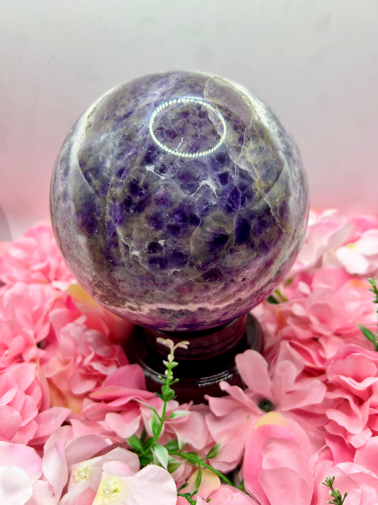 Huge Dream Amethyst Crystal Sphere weighing 3.1kg and measuring 12.5cm