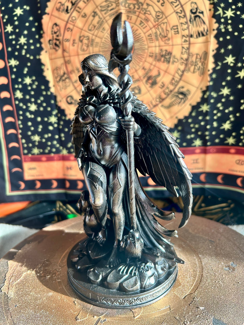The Morrigan β Goddess of Battle, Fate & Sovereignty resin 3d printed statue for witchcraft Wicca pagan home decor Gothic Metallic Ornaments