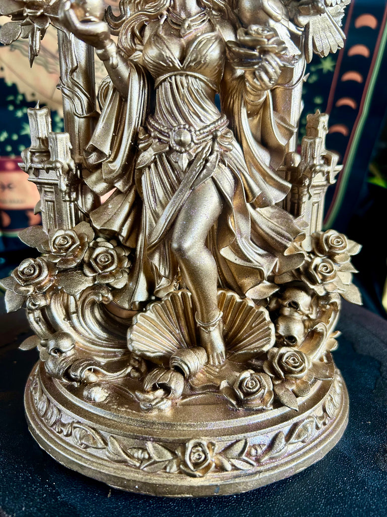 Aphrodite Goddess Statue Resin 3D Printed with Detailed Floral and Celestial Elements for Home Decor Ornaments in British English