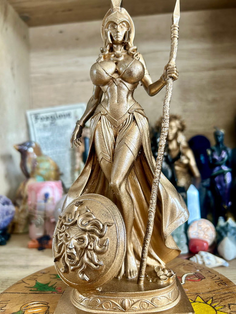Goddess Athena Resin Statue for Witchcraft Altar Decoration Offerings Magical Home Decor Religious Ornaments Mythology