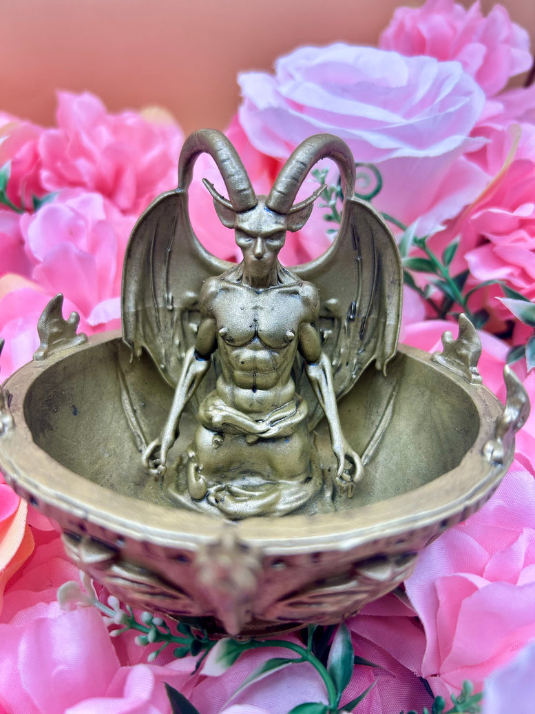 Unique Baphomet Horned God Resin Offering Bowl | Statue | Crystals | Herbs | Witchcraft | Wiccan | Pagan | Art | Occult | God | Deity | Gift