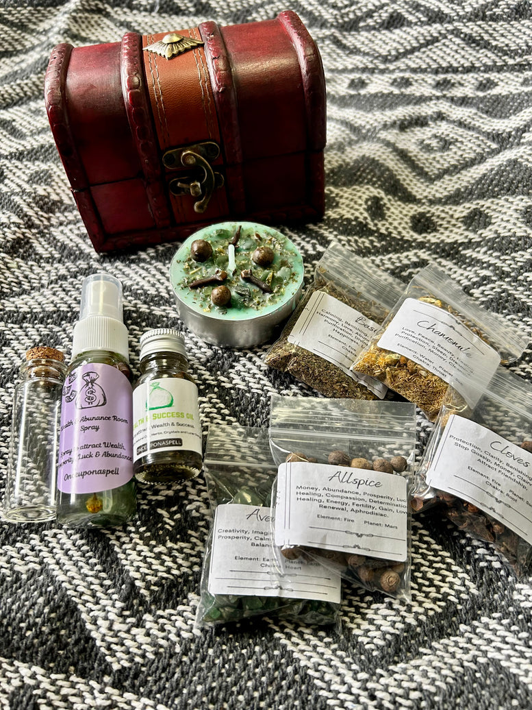Little Chest of Wealth and Abundance Spells | Money | Prosperity | Witchcraft | Wiccan | Pagan | Spell Kit | Spell Candle | Oils | Herbs