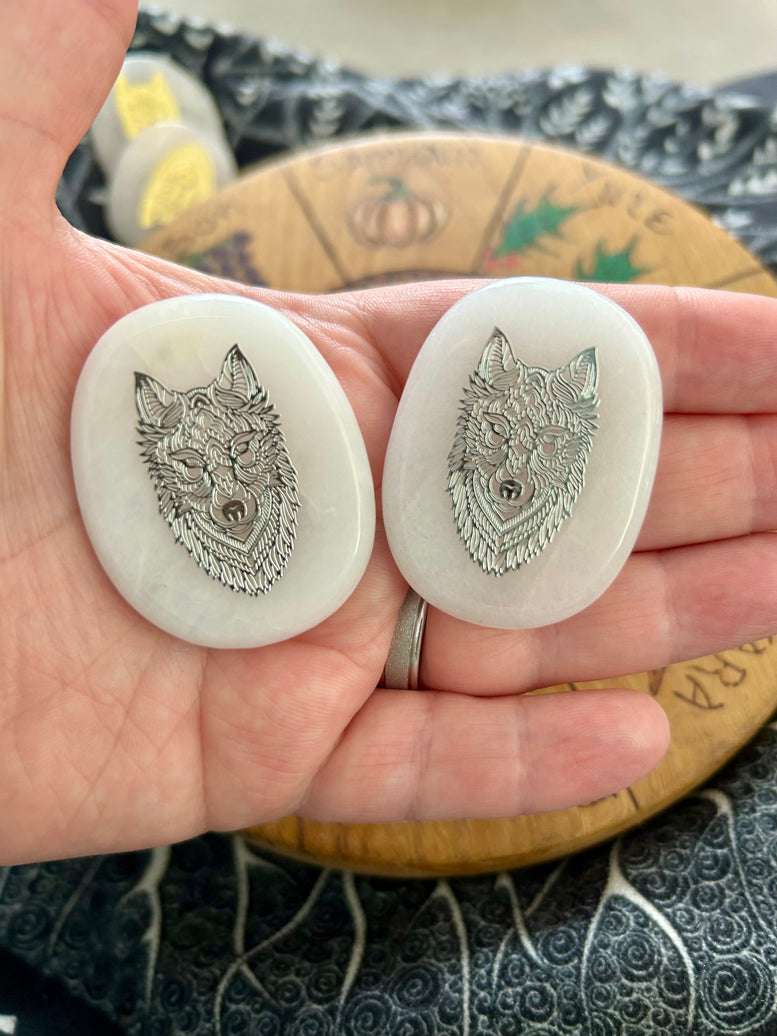 Wolf, Peace, Tree of Life Palm Stones | Reiki | Chakra | | Crystals | Wicca | Pagan | Spirituality | Quartz | Witchy | Meditation | Gemstone