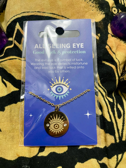 Evil Eye - All Seeing Eye Gold Toned Necklace | | Charms | Witchcraft | Wicca | Pagan | Jewelry | Jewellery | Candles | Gift | Spirituality