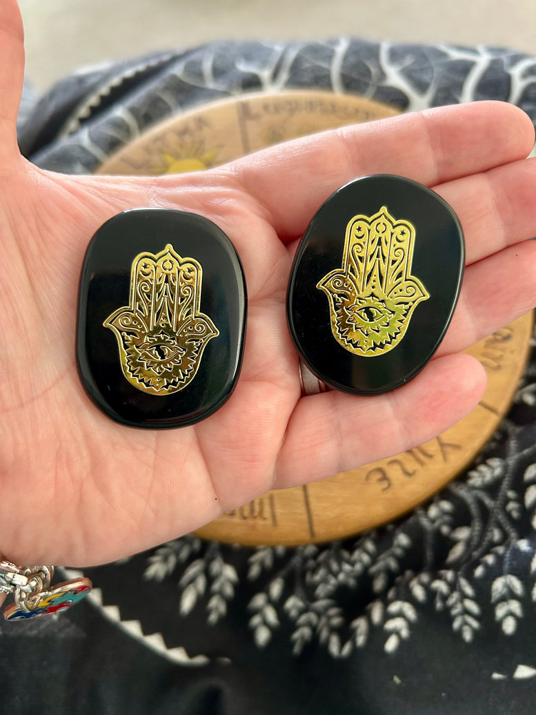 Hamsa Hand Crystal Palm Stone | Reiki | Chakra | Palm Stones | Crystals | Wicca | Pagan | Spirituality | Quartz | Witchy | Meditation | Gift