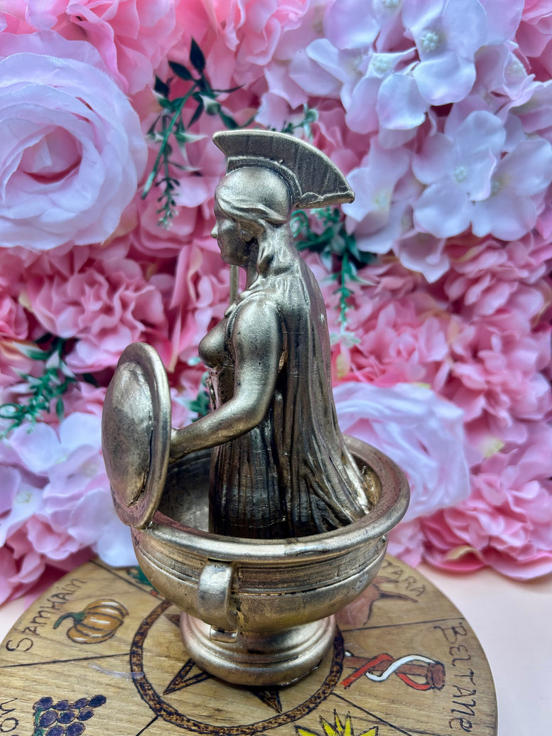 Goddess Athena Offering Bowl Statue | Handcrafted Pagan Altar Decor | Greek Goddess Figurine for Rituals & Devotional Practices | witchcraft