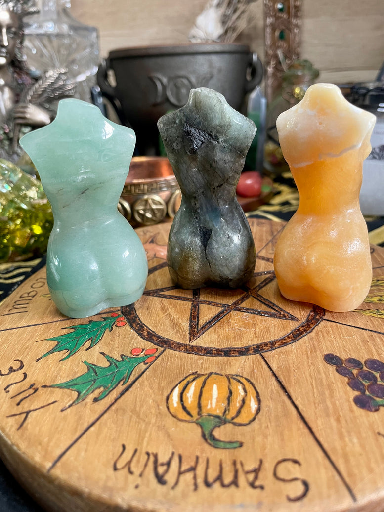 Large size Crystal Goddess Lady Figure Carving | Aventurine | Labradorite | Orange Calcite | Crystal Body | Reiki | Chakra | Crystal Healing
