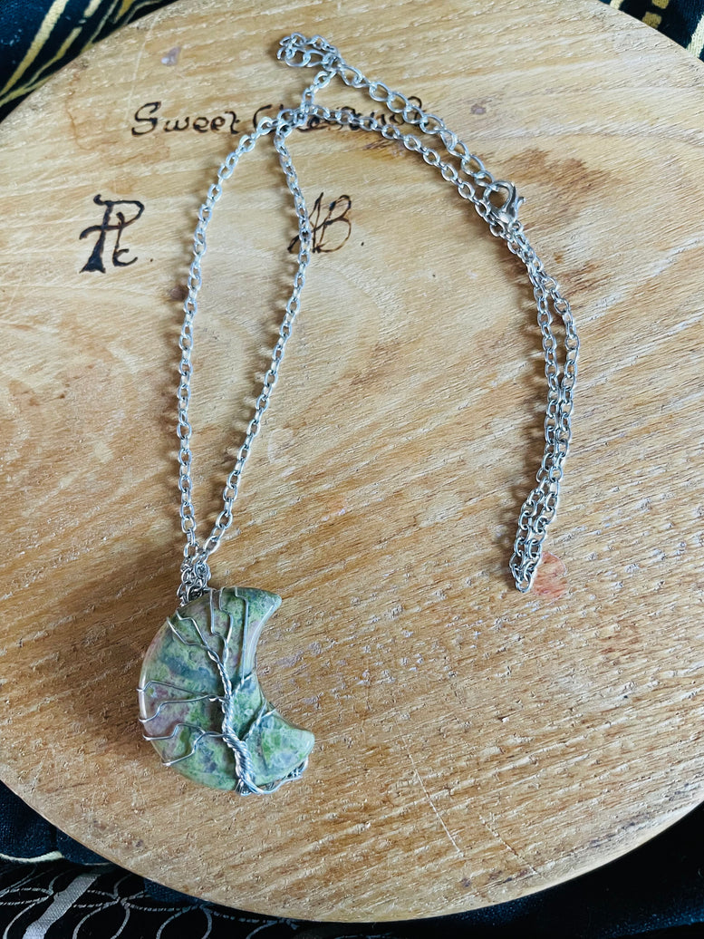 Tree of Life Wire Wrapped Moon Crystal Necklace | Jewellery | Jewelry | Witchy | Crystals | Crystal Healing | Reiki | Chakra | Boho | Gift