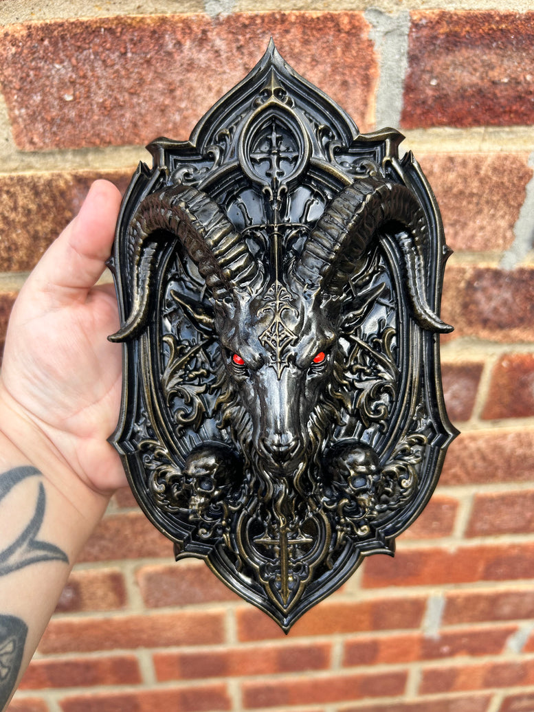 Baphomet Wall Plaque – Gothic Resin 3D Printed Wall Décor