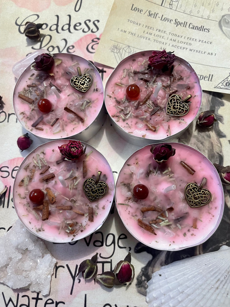 Aphrodites Love/Self Love Spell Tea Light Candles | Goddess | Healing | Spell Candles | Deity | Wiccan | Pagan | Altar | Gift | Crystals
