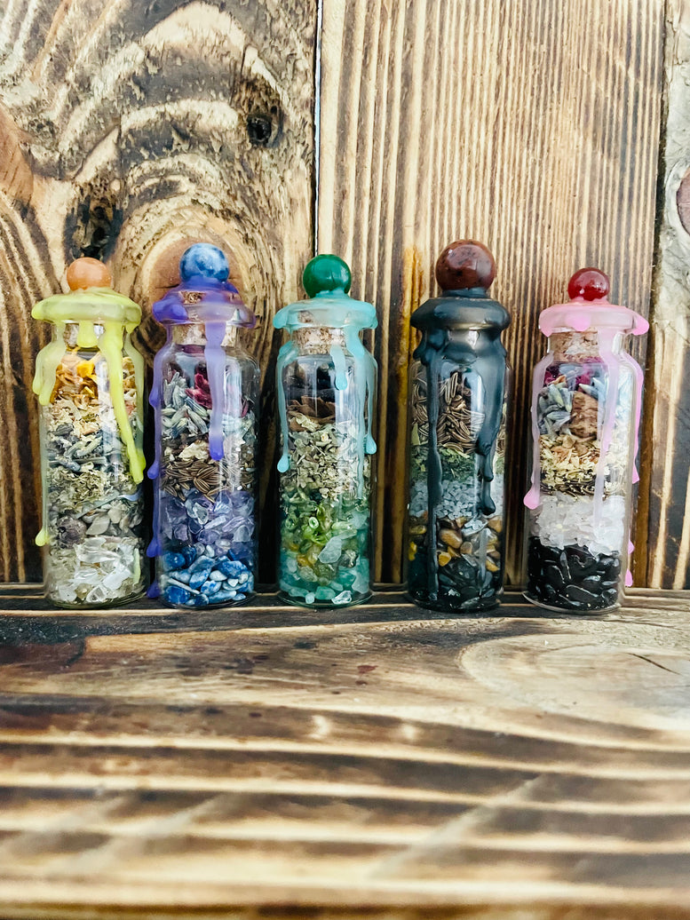 Witches Spell Bottle and Spell Candle Gift Set | Love | Intuition | Protection | Wealth | Joy | Wiccan | Pagan | Witchcraft | Spell candles