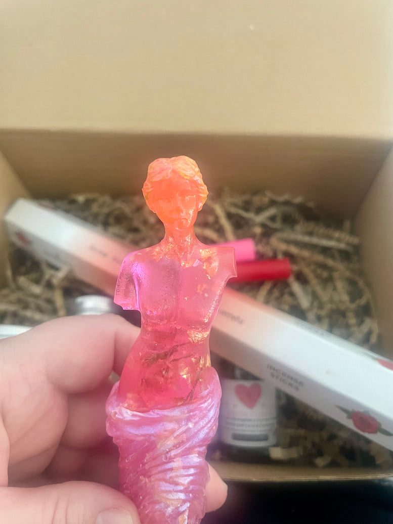 Unique Hand Made Venus/Aphrodite Statue Gift Set | Skin Care | Self love | Love | Goddess | Deity | Wicca | Pagan | Witchcraft | Candles