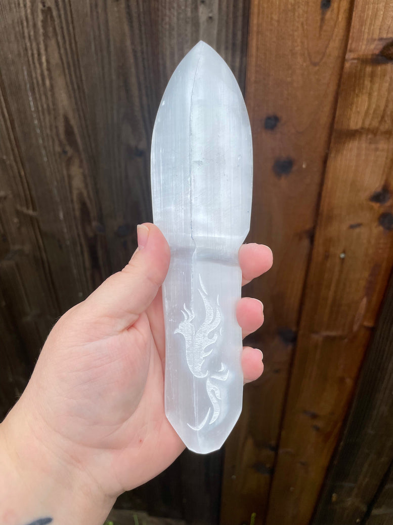 Selenite Ritual Knife - Letting go of the past | Selenite Wand | Ceremonial | Altar | Crystals | Witchcraft | Wicca | Pagan | Athame | Gift