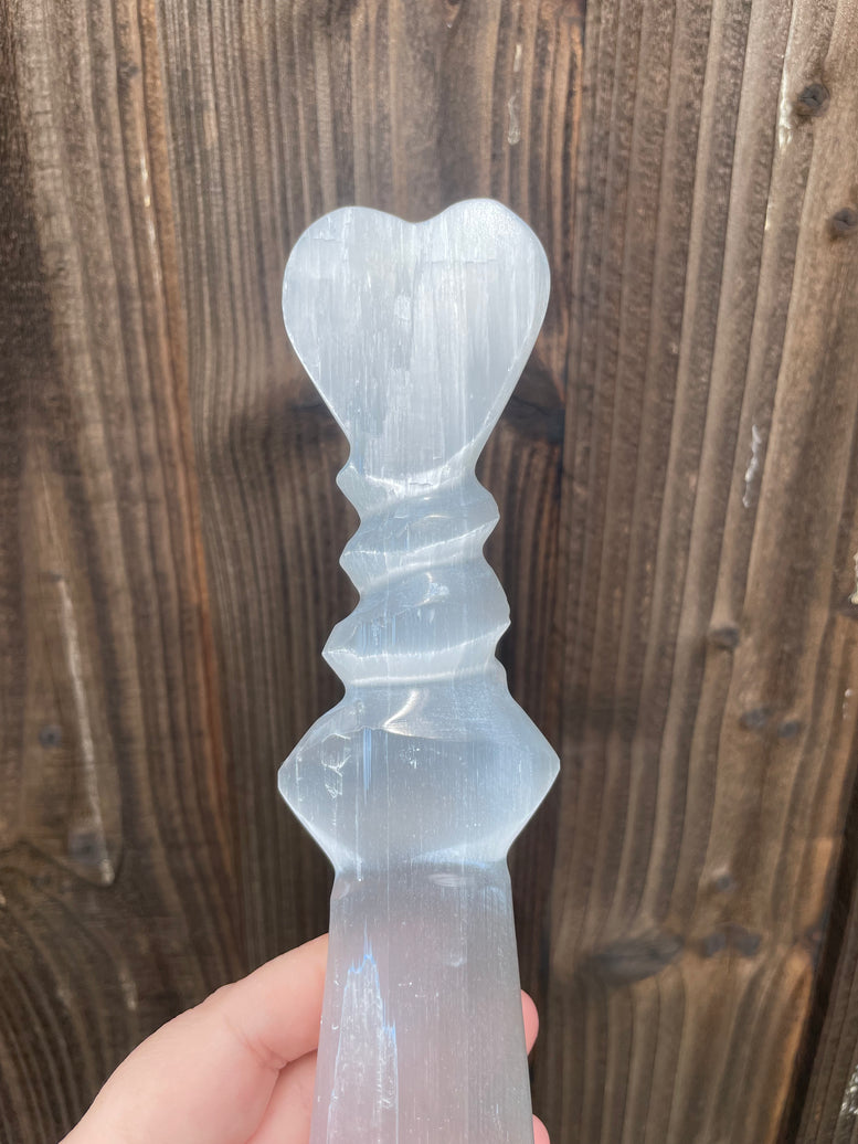 Selenite Lrg Ritual Knife - Spiral (25cm)