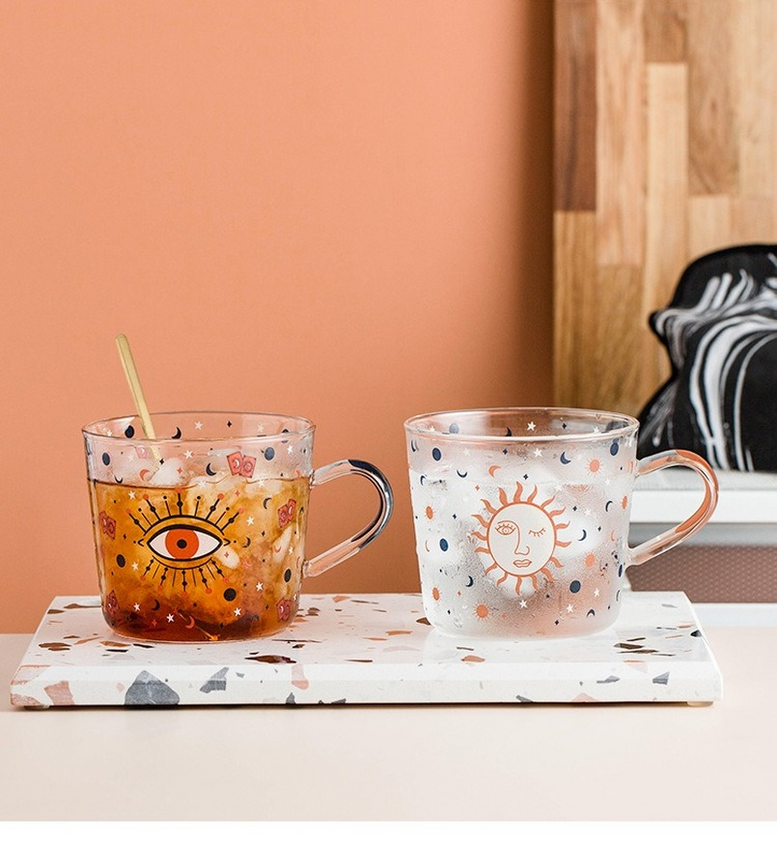 Large 500ml Scale Glass Mug Breakfast Milk Coffee Cup Coffeeware