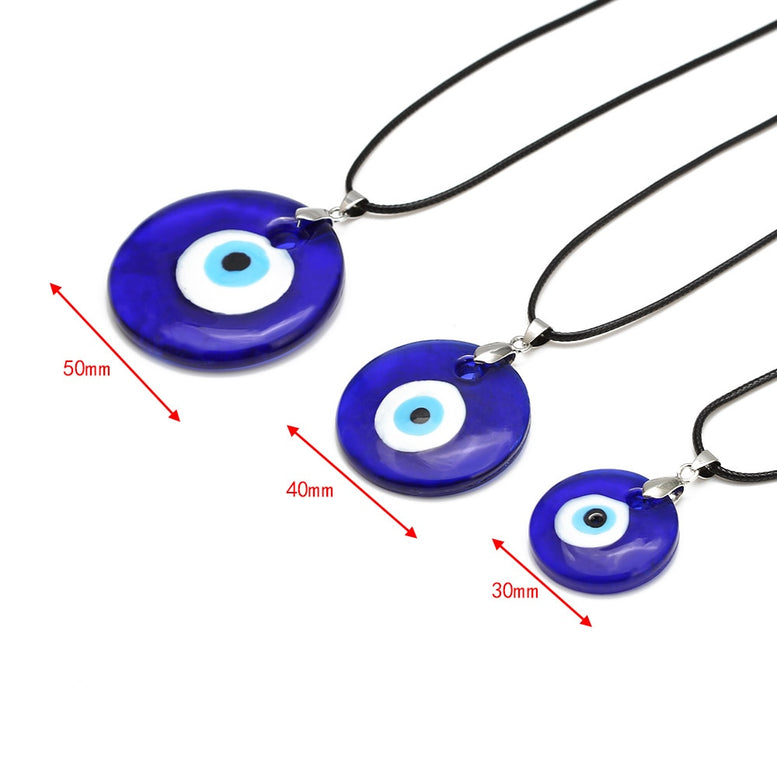 EVIL EYE Glass Blue Pendant Necklace Leather Long Neck Chain Necklace