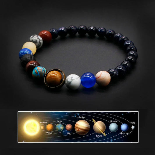 Universe Solar System Bracelet Women Natural Stone Eight Planets Bracelet Men